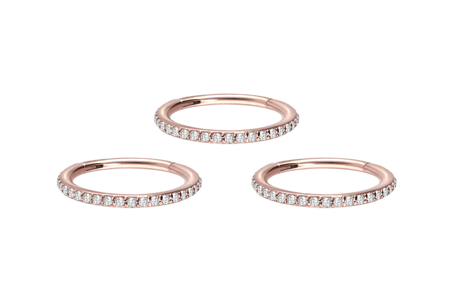 SET Chirurgenstahl Segmentring Clicker Piercing EINGEFASSTE KRISTALLE ++Neues Design++